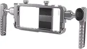Smartphone Video Rig with Handle, Aluminum Alloy Phone Stabilizer Bracket, Dual Handle Phone Stabilizer with Cold Shoe for Tripod LED Light Power Bank Vlog TikTok YouTube Live