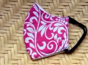 Face Mask Adult Unisex Washable Cotton African Print Pink White M Made in Kenya