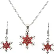 [AKOOSY] 1set Christmas Snowflake Pendant Necklace and Earring Elegant Festival Jewelry for Women for Christmas Parties Gatherings and Cosplay Events Craftsmanship Design