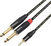 Tisino 1/8 Inch TRS Stereo to Dual 1/4 inch TS Mono Y-Splitter Cable 3.5mm Aux Mini Jack Stereo Breakout Cable Path Cords - 3 feet