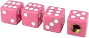 4pcs Dice Shape Plastic Wheel Stem Tyre Air Valve Stem Caps Dustproof Stem Covers for Cars, SUVs, Bike, Trucks (Pink)
