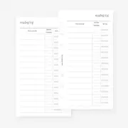 Personal Reading Log Tracker Planner Insert Agenda Refill for Filofax Personal, LV MM sized 6 ring agendas, 3.75 x 6.75