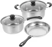 iplusmile 1Set Stainless Steel Cookware Set Small Soup Pot Milk Pot Frying Pan for Kitchen Compact Design Easy to Clean for Cooking Storage