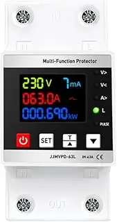 63A ligent Reclosing Protector t Voltage ing Circuit Breaker Switch Power Meter Protections Values Settable Mobilephone APP Control Multicolor 63A Common Version