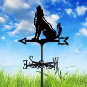 Metal Howling Wolf Figurine Wind Vane Weathervane for Garage Lawn Heavy Duty