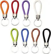 MYTOAU 8 PCS Braided Leather key chain,8 Colors Woven key ring, Handmade Weave Rope Keychain Car Motorcycle Simple Key ChainCar Door Key Chains for Ladies Men Kids