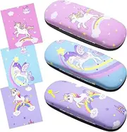 [ANLIOTO] 3 Pcs Kids Glass Cases Hard Shell, Protective Eyeglass Case with Cleaning Cloth, Portable Glasses Case for Kids Women Men Students, Multi