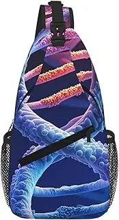 Stvyukl Dna Genetic Helix Sling Bag For Women Men Travel Hiking Backpack Crossbody Shoulder Chest Bags Casual Daypack, Black, One Size