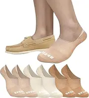 [Sperry] Men's 6-Pack Arch Hugger No Show Socks, Non-Slip Loafer Socks for Boat Shoes, Low Cut Invisible Liners with Heel Grip