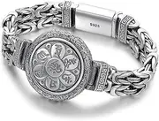 [TYMONT] S925 Sterling Silver Six Character Bracelet, European And American Men's Buddhist Six Character Bracelet