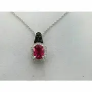 LeVian 14K White Gold Pink Tourmaline H-I SI2 Diamond 1.37 cts Pendant Necklace
