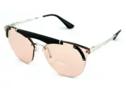 NEW Genuine PRADA Black Silver Light Pink Cat Eye Sunglasses SPR 53U 1AB4Q0 PR53