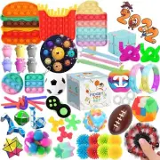 Kids Sensory Fidget Toys Gift Set, 3D Push Pop Bubble Squeezable Stress Relief