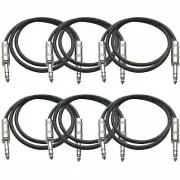 SEISMIC AUDIO New 6 PACK Black 1/4" TRS 3' Patch Cables