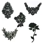 4 Selections of Embroidery Black Sequins Beads Iron On Sew On Applique Patch