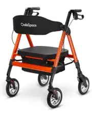 OasisSpace Heavy Duty Rollator Bariatric Rollator Walker Orange 450lbs Capacity