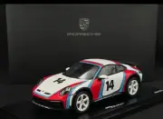 Porsche 911 (992) Dakar Coupe 2023 Martini Livery w/ Display Case Spark 1/18