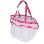 (White)Portable PVC Mesh Tote Bag Odorless Shower Toiletry Storage Bag PLM
