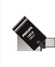 Philips USB Stick 128GB Dual Connector USB 3.1 and USB-C Flash Drive for PC, Laptop, Computer, (Android) Smartphone, Tablet Ultra Small Reads up to 180MB/s Black