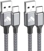 [Aioneus] USB C Cable 2M 2Pack, USB A to USB C Charger Cable Nylon Braided USB Type C Cable Fast Charging Cord for Samsung Galaxy S23 S22 S21 S20 S10 S9 S8, Huawei P40 P30 P20, Google Pixel, Switch