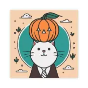 Halloween Office Cat Canvas Print 8" x 8"