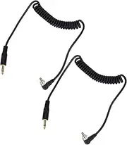 ICRPSTU 2pcs Universal 3.5mm to Male Flash PC Sync Cable Coiled Cord with Screw Lock for Digital Cameras