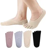 [HABITER] Women Lightweight No-Show Toe Socks Low Cut Five Fingers Ankle liner Socks