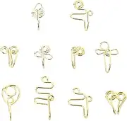 DEARMAMY 10Pcs Stainless Steel Non Pierced Nose Rings Fake Nose Hoops for Women Stylish Nose Clips Jewelry Unique Nose Decors Comfortable and Lightweight Design