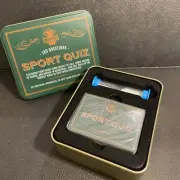 NEW Sealed 100 Question Sports Quiz -50 Cards, Hourglass, Metal Tin Trivia Game