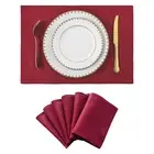 Placemats Set of 6 Red Place Mats Decoration Dining Table Place Mats Machine ...