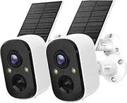 Tuya 3MP WiFi Security Battery Camera with Solar Panel Outdoor Human Detect Surveillance IP Camera Two-Way Audio(2pcs WiFi Camera)
