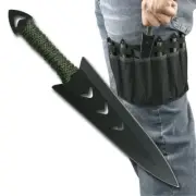 Throwing Knife set of 6 Black /w Sheath F00WA