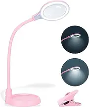 5X Magnifying Lamp with Light and Stand, Hands Free Desk Magnifying Light, LED Work Lamp for Women, Ladies, Kids Reading