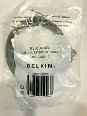 BELKIN USB A/A extension cable A-M/F 3 feet GRAY NEW