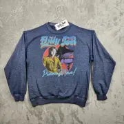 Billy Joel Sweatshirt Women Size S Blue Graphic Print Long Sleeve Bin 5100-1328
