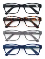 4-Pack Reading Glasses Men 1.50 XXL,Large Square Readers,Rectangular Frame?Ov...