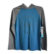 NEW Tony Hawks Color Block Pullover Hooded T-Shirt size L Blue Grey School