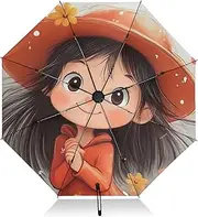 [PDZRMY] Girl Cute Flower UV Protection Travel Umbrella Compact for Rain and Sun - Auto Open and Close UPF 50+ Windproof Portable 46” Sun Umbrella for Women and Men
