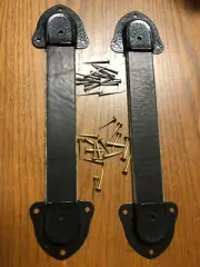Trunk & Chest Black Leather Handles+ 4-Metal End Caps + Fasteners-Z3 --3/16"