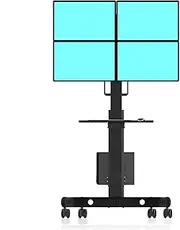 Monitor Stand Quad Screen Monitor Stand Mount Floor-Standing Monitor Stand with Silent Roller Monitor Mobile Cart with Keyboard and Host Bracket, Black Monitor Mount Stand Monitor Arm(17"-24")