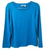 Chico's Alexia Top Size 12 (Chico’s Size 2) Ocean Teal Long Sleeves New