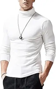 Jhsnjnr Men's Casual Knit Thermal Underwear Pullover Mock Turtleneck Long Sleeve Tshirt