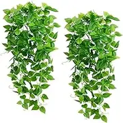 2pcs Fake Artificial Potted Plants Artificial Ivy Vine Plants 208 Leaves Hanging Plant Flower Pots for Home Office Indoor Outdoor Garden Decoration