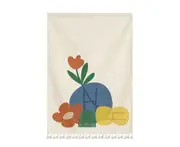 Short Curtain Decorative Nice-looking Punch Free Tassel Printed Wardrobe Cover Half-curtain for Home-G