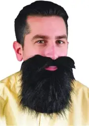 Fun World Black Mustache Beard Mens Facial Hair Halloween Costume Accessory 9265
