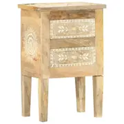 vidaXL Solid Mango Wood Hand Painted Bedside Cabinet Wooden Bed Side Cabinet
