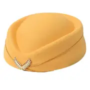 Stewardess Hat Air Hostesses Hat Beret Hat Party Favors Hats Formal Uniform Caps Accessory Women Party Cosplay Yellow