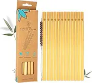 Reusable Bamboo Straws 12 units ECOHERO + Cleaning brush | HANDCRAFTED BAMBOO STRAW 7.9"" | ECO-FRIENDLY PRODUCTS with Zero-Waste Packaging | BIODEGRADABLE STRAWS | 100% Thick Straws