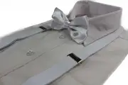 Mens White 100Cm Suspenders & Matching Bow Tie Set