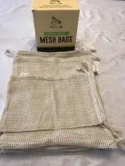 Organic Cotton Mesh Bags | Reusable Vegetable Produce Bags | Zero Waste (9-pack)